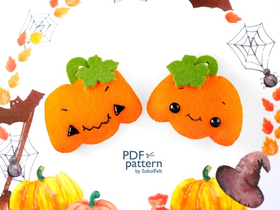Felt Pumpkin Toy PDF Pattern, Halloween Ornament (SVG)