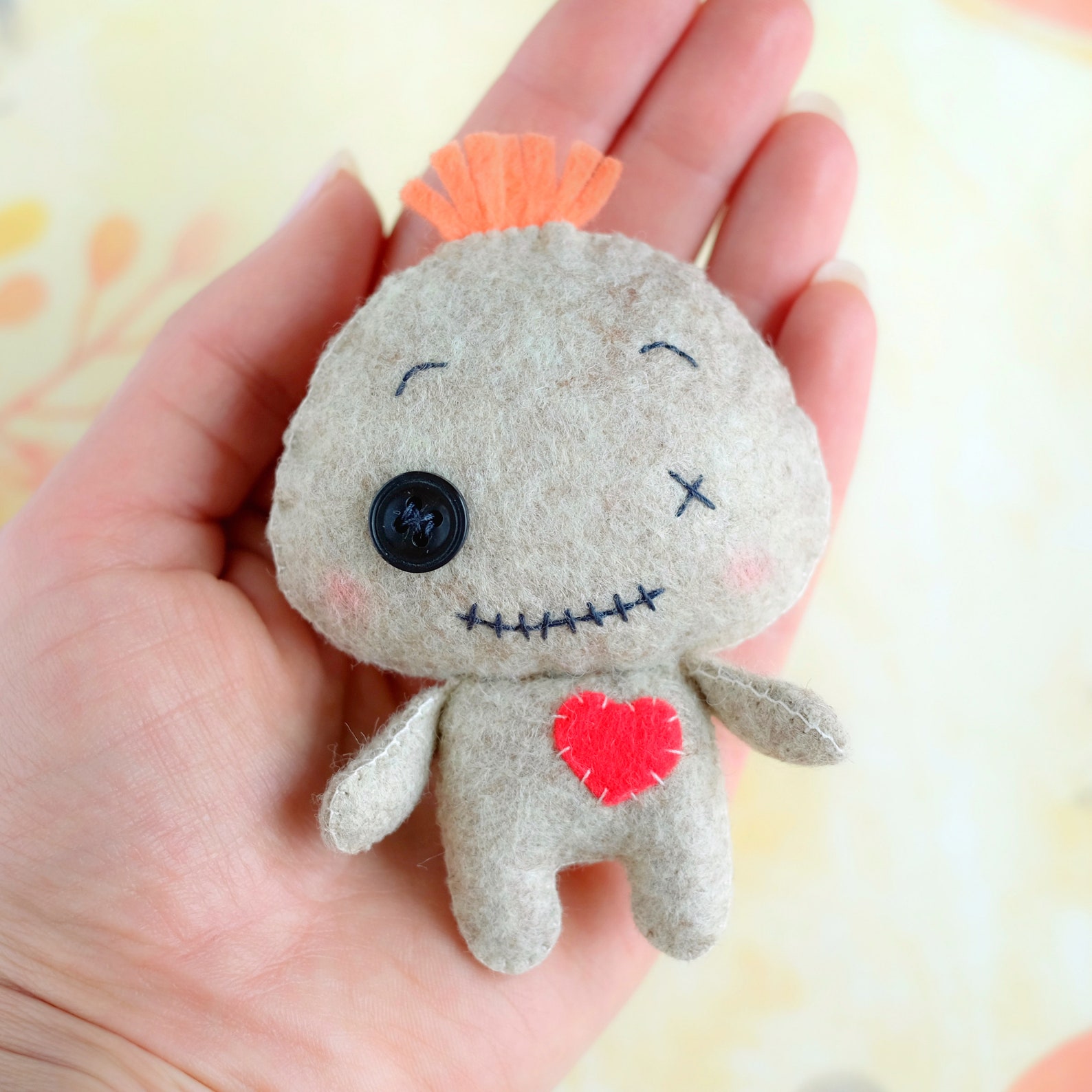 Cute voodoo doll toy sewing PDF pattern Felt Halloween | Etsy