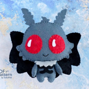 Baby Mothman felt toy sewing PDF and SVG pattern, Cryptid creature, Halloween DIY plush toy, Doll making pattern, Halloween toy image 3