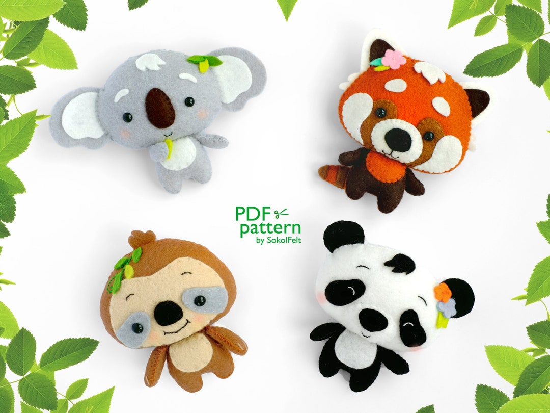 Cute Felt Baby Animals Toy Sewing PDF and SVG Patterns Etsy