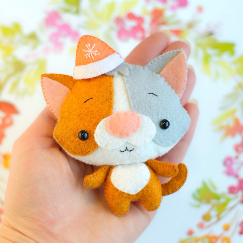 Felt Calico cat toy sewing PDF pattern Tricolor kitty softie Etsy
