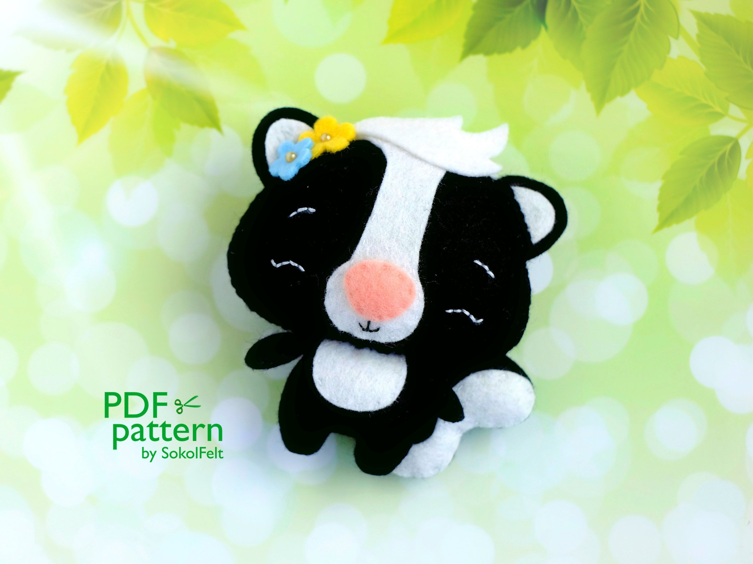 Skunk PDF pattern Felt woodland animal plush toy sewing | Etsy