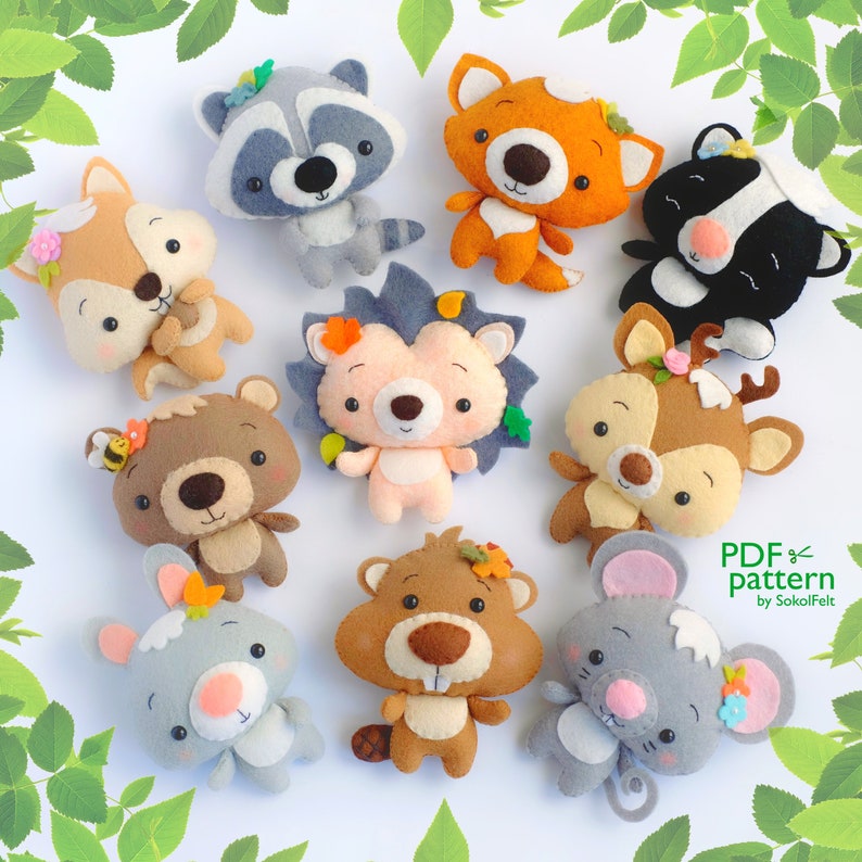Squirrel felt toy PDF and SVG pattern Felt woodland animal Etsy