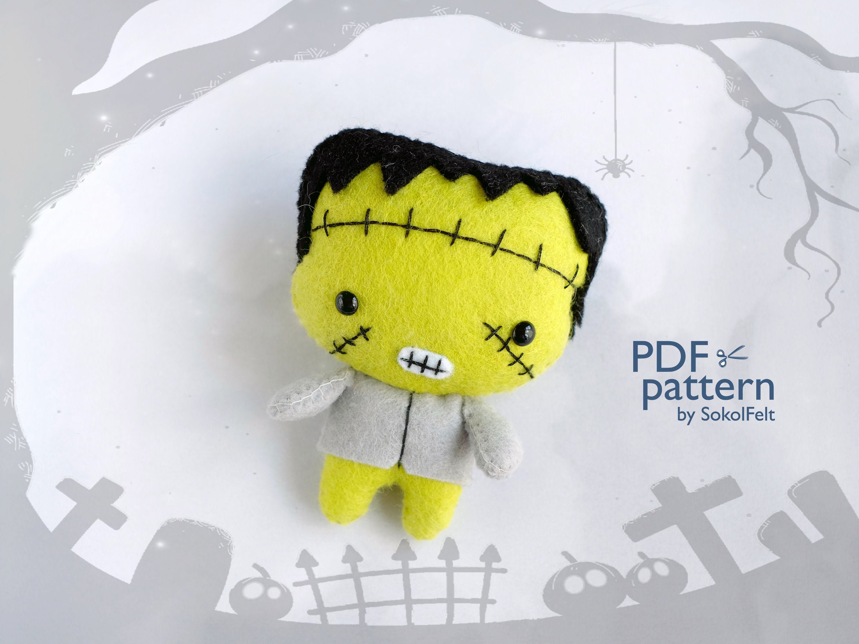 Felt Frankenstein Monster Toy Sewing Pattern: DIY Halloween Doll (PDF & SVG)