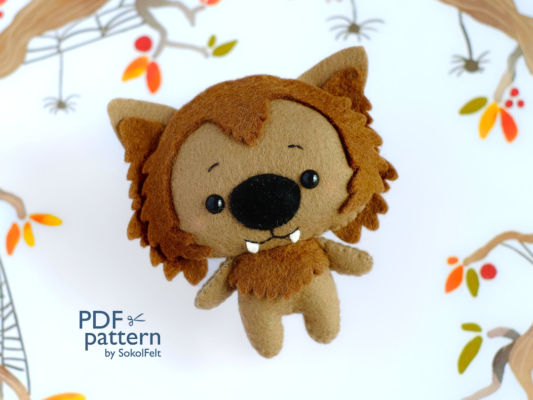 Felt Werewolf Plush Toy Sewing Pattern: Halloween Monster (PDF & SVG ...