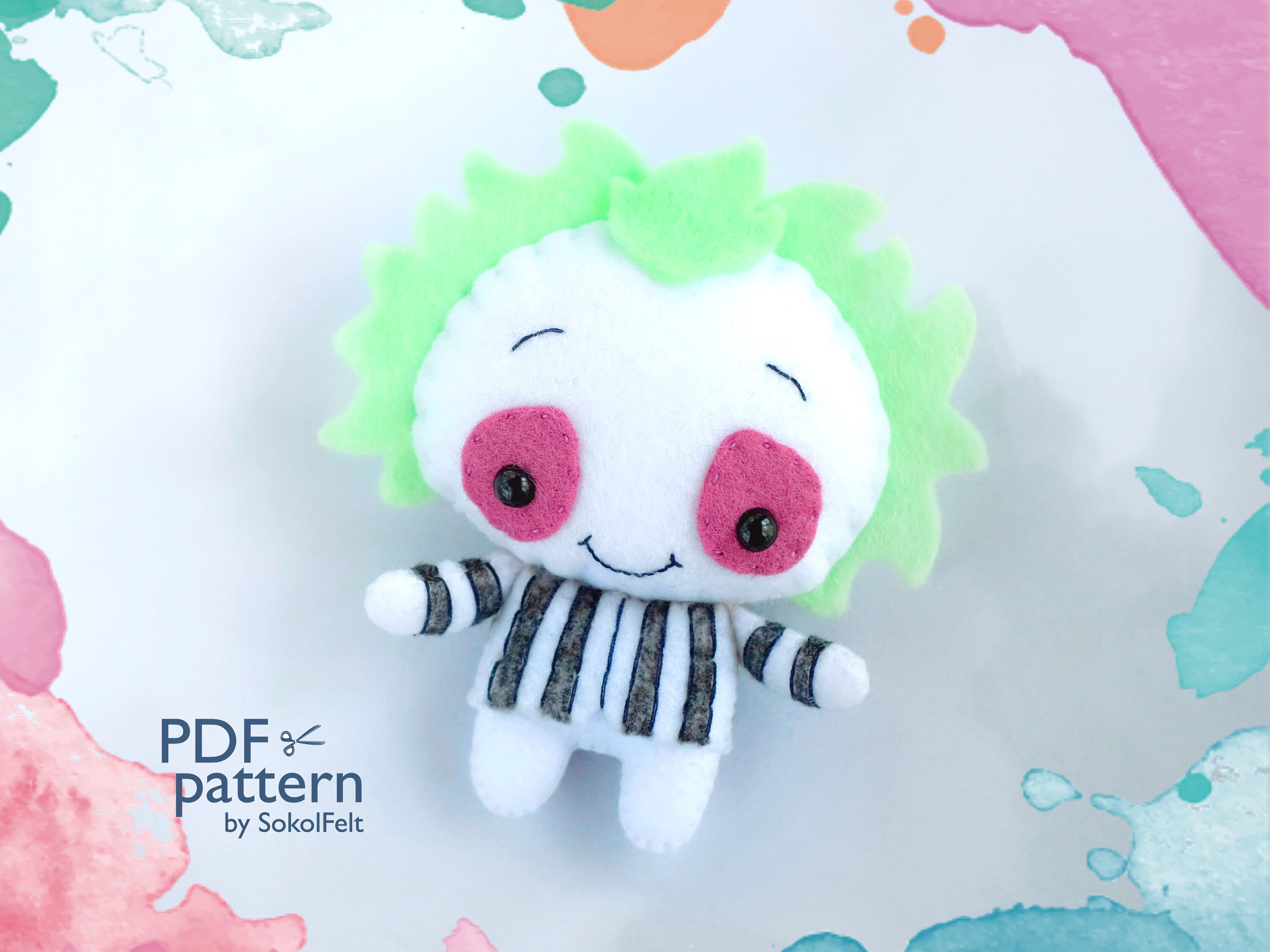 Cute Beetlejuice Felt Toy PDF and SVG Sewing Patterns DIY Etsy