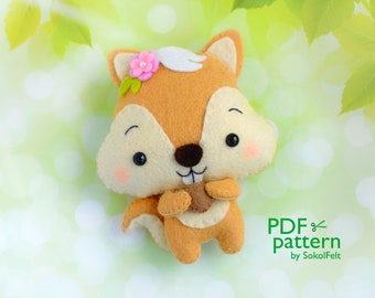Squirrel Felt Toy Sewing Pattern: Woodland Animal Plush (PDF & SVG)