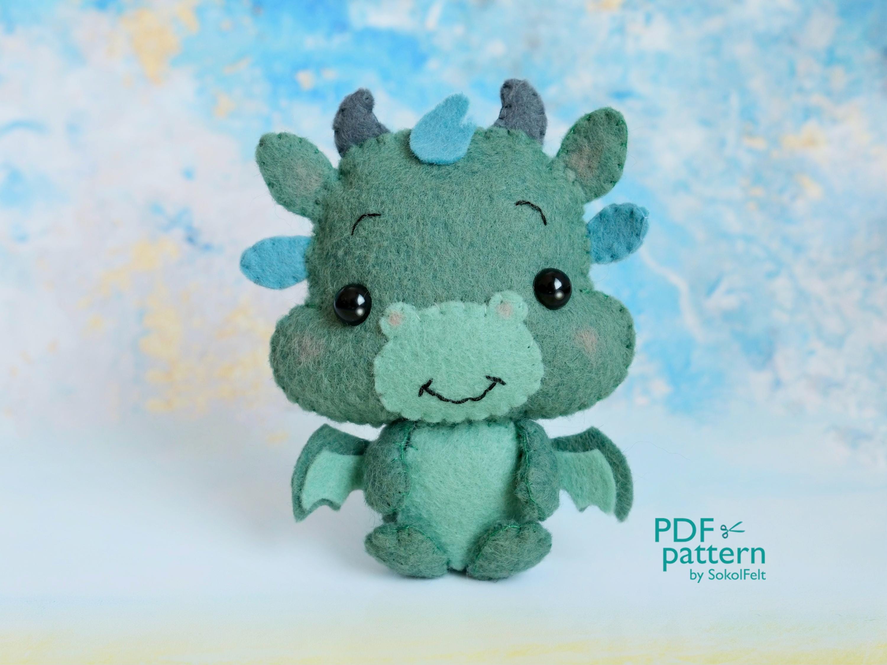 Baby Dragon Plush Felt Toy Sewing Pattern PDF SVG • DIY Felt Soft Toy Tutorial • Cute Dragon Crib Mobile • Stuffed Animal Template