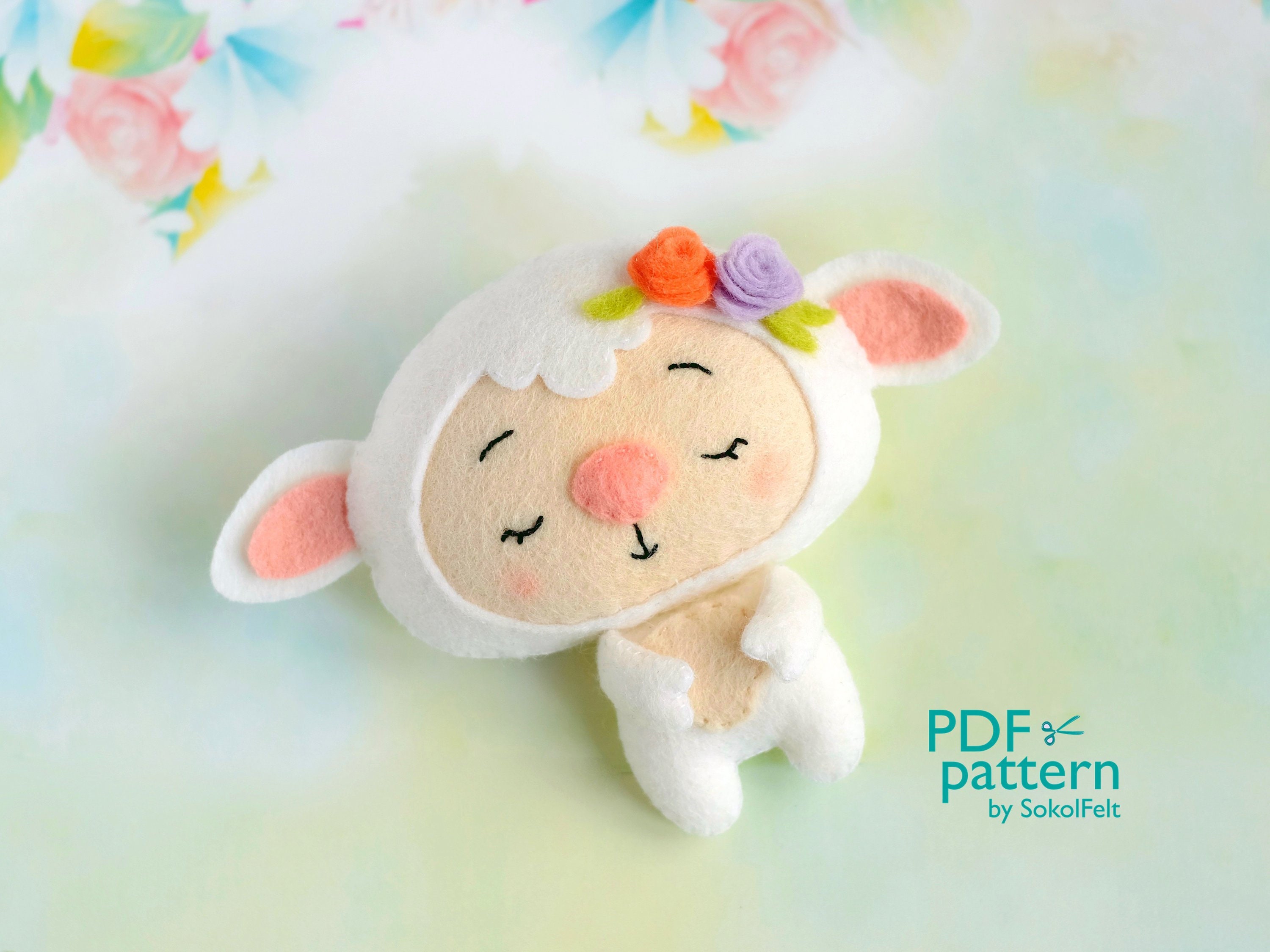Felt Baby Sheep Toy Sewing Pattern: Farm Animal Mobile (PDF & SVG)