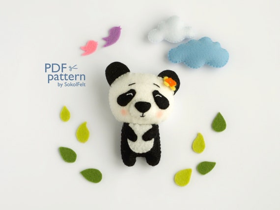 Felt Panda Toy Sewing PDF Pattern Felt Woodland Animal | Etsy