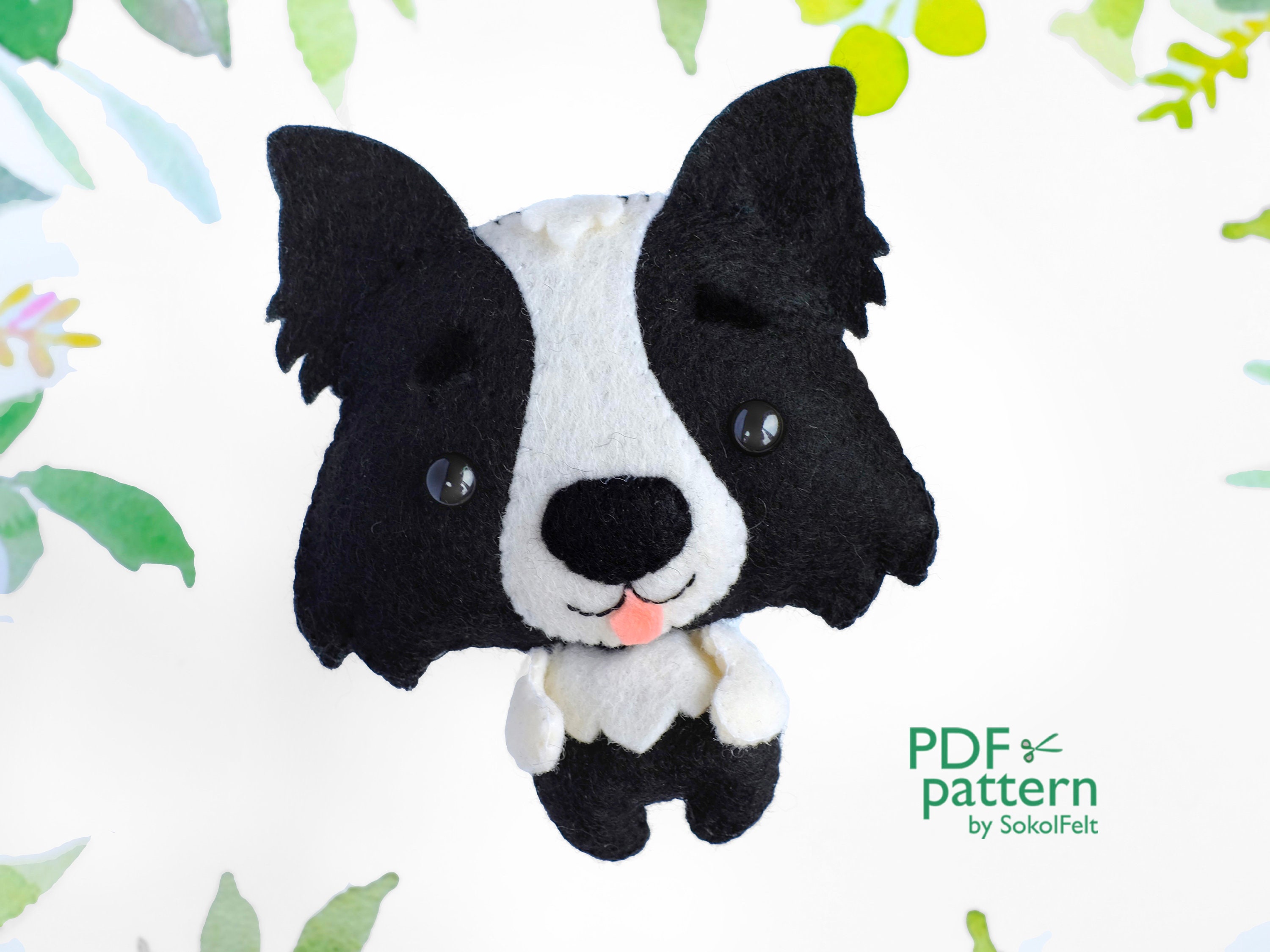 ボーダーコリーのフェルトおもちゃの縫製パターン、DIY犬のぬいぐるみ