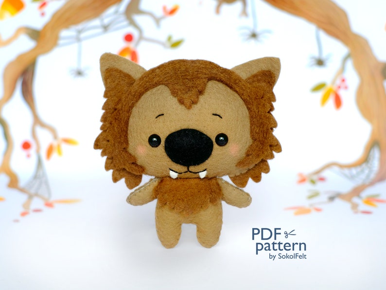 Felt Werewolf Plush Toy Sewing Pattern: Halloween Monster (PDF & SVG ...