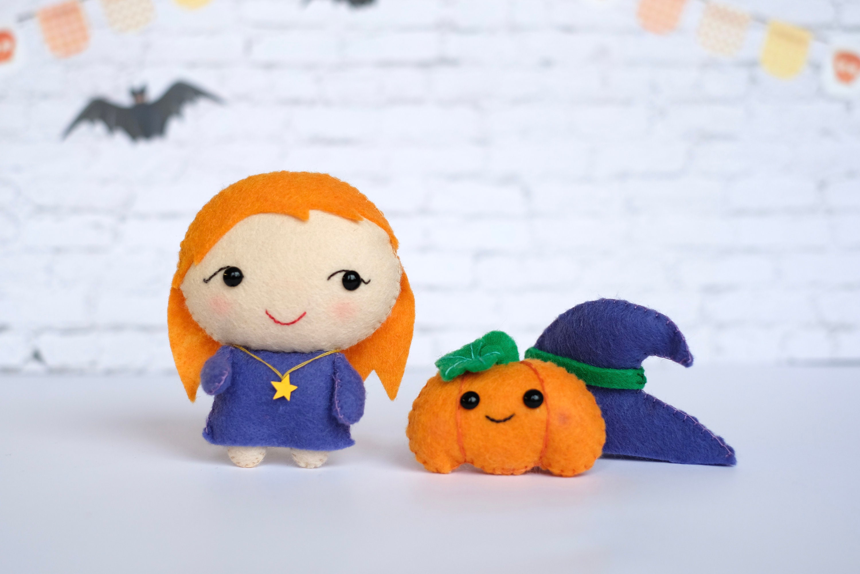 Felt witch toy sewing PDF pattern Easy to make Halloween toy Etsy