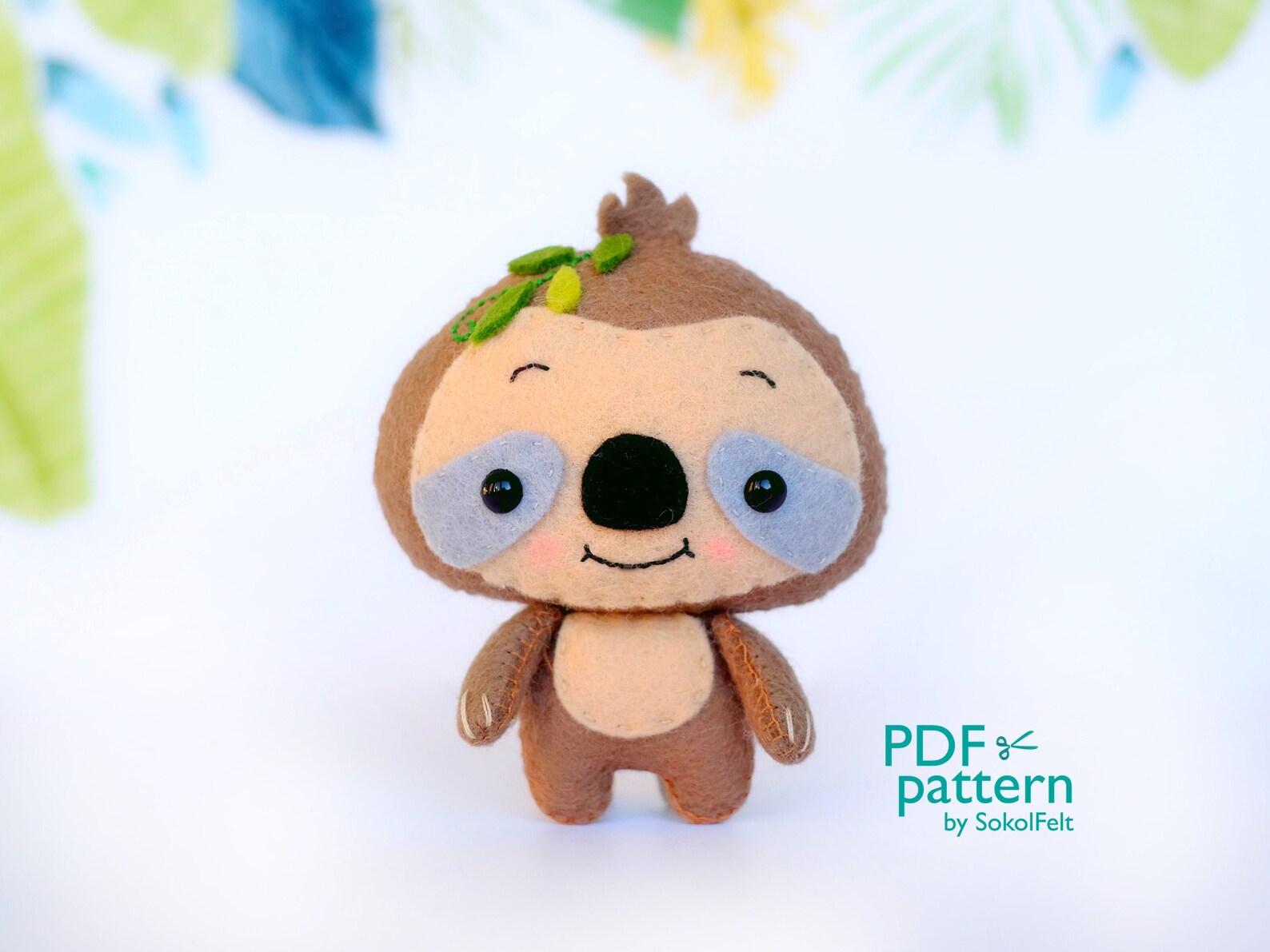 Sloth PDF pattern Felt woodland animal plush toy sewing Etsy