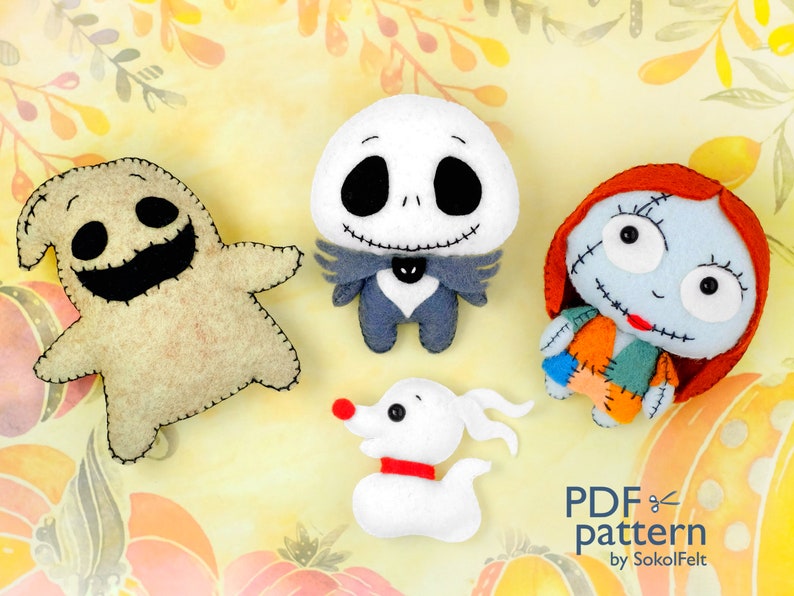 Zero dog felt toy PDF and SVG pattern, Halloween pattern, Christmas pattern, Easy to make Halloween toy, Halloween ornament image 4