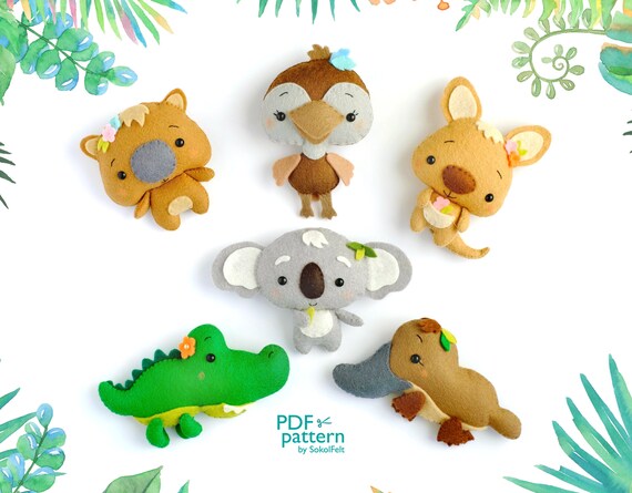 Download Australian Animals Felt Toy Pdf And Svg Patterns Koala Etsy