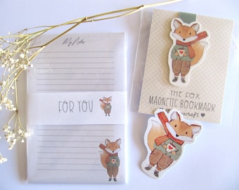 Notepad fox, handmade notepad, line notepad with cute fox, writing notepad, memo block fox, list pad paper