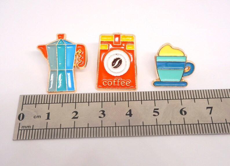 Set spilla smaltata, spilla brocca tazza, spille set caffè, spilla smaltata, spille piccole, regalo per migliore amica, spille, caffè immagine 5