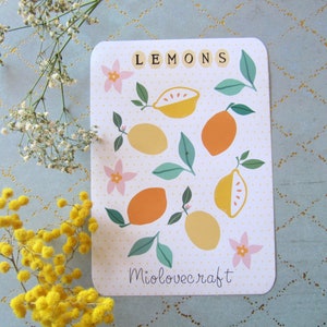 Sticker sheet citron, Feuille d'autocollants, autocollant  beignet, feuille d'autocollants d'agenda,  journal, feuille d'autocollants