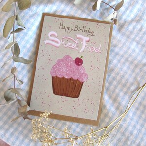 Geburtstagskarte Süße Cupcake ,  Gruß karte, schöne Geschenk Karte, karte für Freundin, , Süße geburtstagskarte, Spruch karte Muffin, Grüße