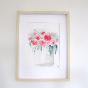 Bild Original Wasserfarben Rosen, Hand gemalt Aquarellen, Dekoratives Bild, Wand Dekoration , Handgefertigtes Aquarellen Blumen Bild