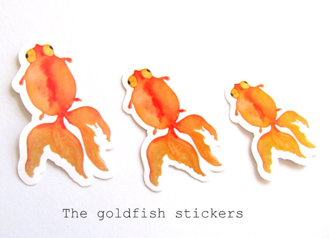 Goldfish Sticker Set, Goldfish Bookmark, Golfish Set, Goldfish Cards ...