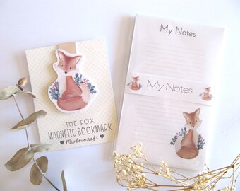 Notebook Fox/ My Notes Notebook/ Notebook Little Fox/ Notepad Watercolors/ Notes/ My Ideas/ Bookmark Magnetic