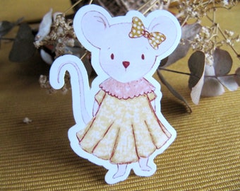 Cute vinyl sticker mouse, stickers winter mouse, sticker animal,  sticker large , vinyl glossy sticker mouse, forest animal