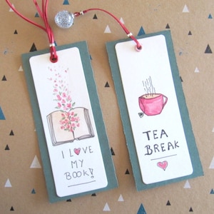 2 Bookmark set , Bookmarks watercolor