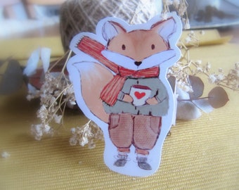 Süße Vinyl Aufkleber Fuchs, Stickers winter fuchs, Aufkleber Tier, Winter Aufkleber, Sticker groß Fuchs, Vinyl glanz sticker fuchs, Waldtier