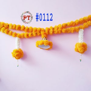 Handmade pom pom bandanwar - wall decor - door valence - wind chime - toran wall hanging