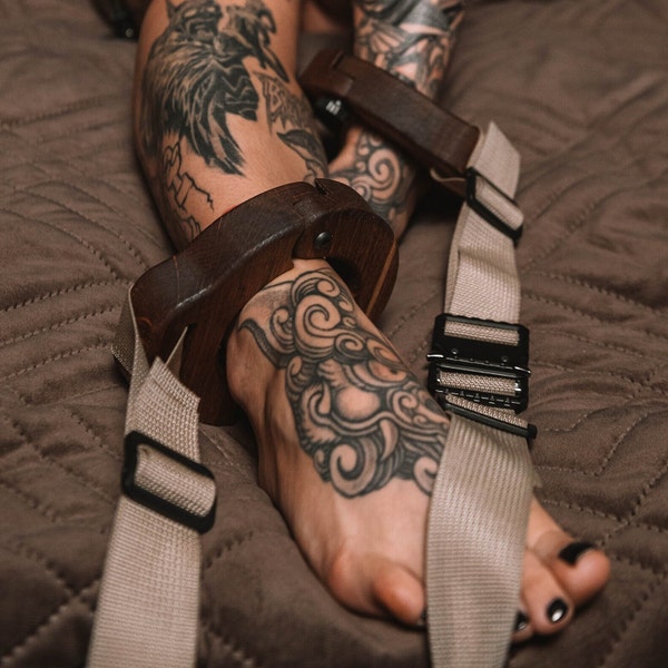 BDSM Ankle Cuffs For Sex Games Made Of Natural Wood | Bondage Cuffs For Ankles | Leg Harness | BDSM Furniture | Bondage Gear | Bondage Toys