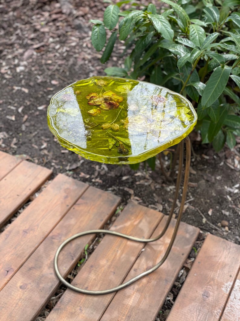 Resin Coffee Table With Embedded Flowers and Metal Leg Etsy