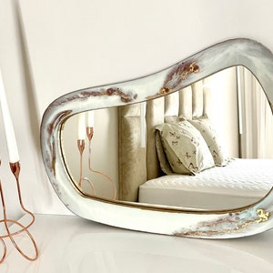 Modern Art Mirror, Irregular Mirror, Wall Mirror, Resin painted Mirror, Asymmetrical Mirror