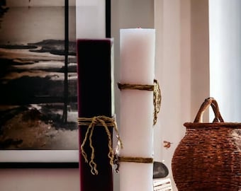 Vela grande, vela aromática, vela rústica. Decoración con velas. Adorno para el hogar.