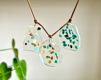 3 Big pendants Necklace with small turquoise stones Jewellery woman Necklace Original jewellery