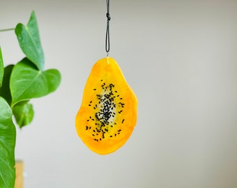 Big orange Necklace, Large pendant Papaya, Jewellery for Woman, Original jewellery