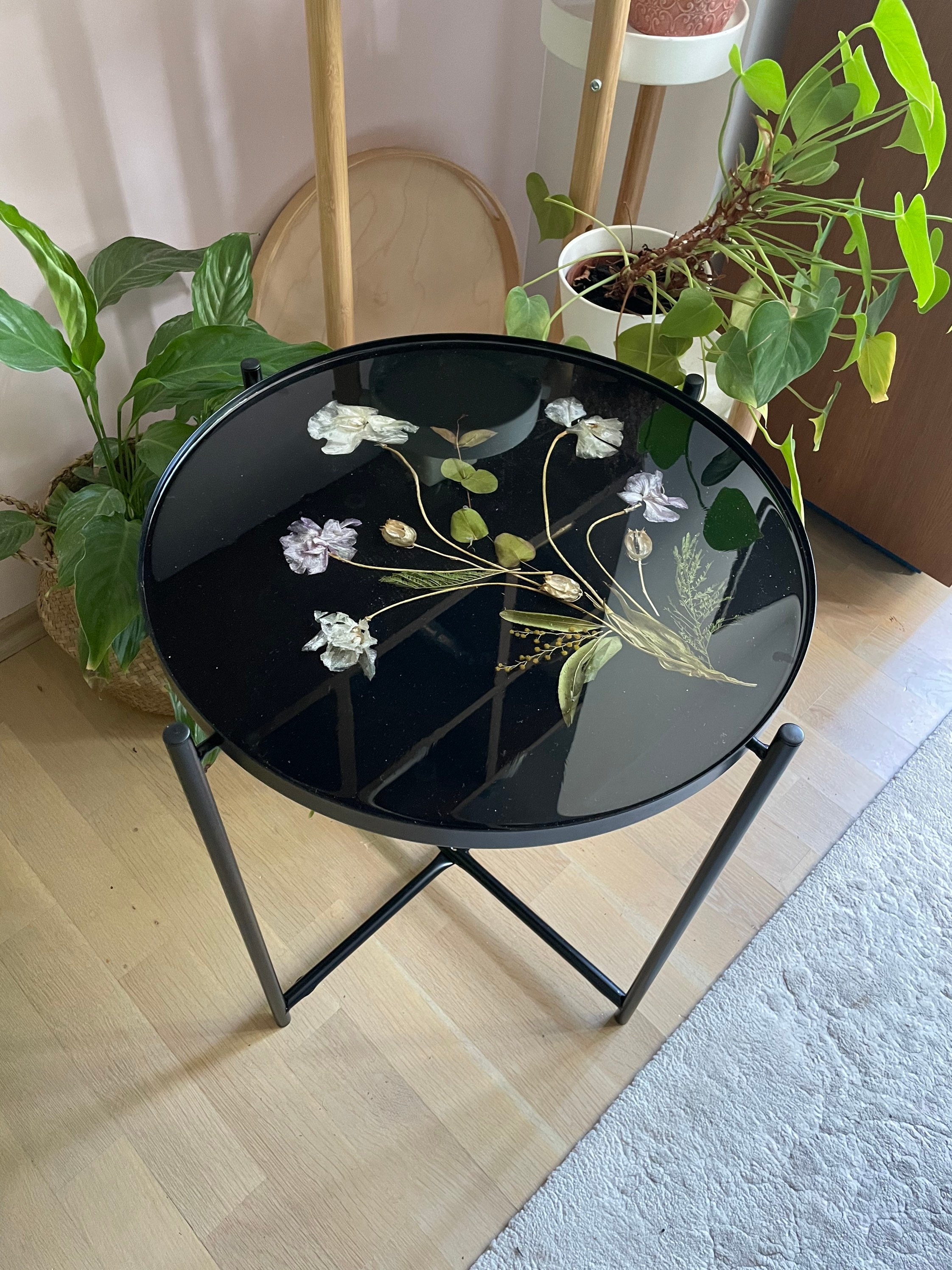 Resin Coffee Table With Natural Flowers Zen Style Etsy
