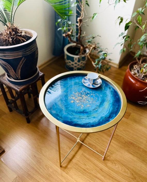 Gold and blue coffee table deals