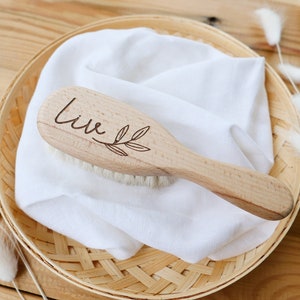 personalized baby hairbrush gift for babies for birth and baptism gift name engraving wooden baby brush image 8