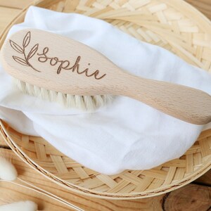 personalized baby hairbrush gift for babies for birth and baptism gift name engraving wooden baby brush image 5