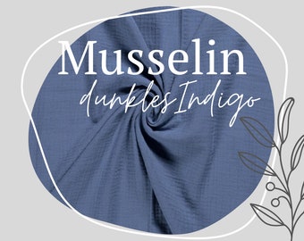 Muslin fabric dark indigo | by the meter | Ökotex 100 |