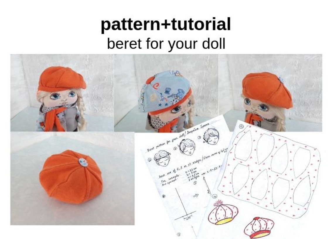How to make beret for dolls of any size Pattern PDF Clothes Etsy