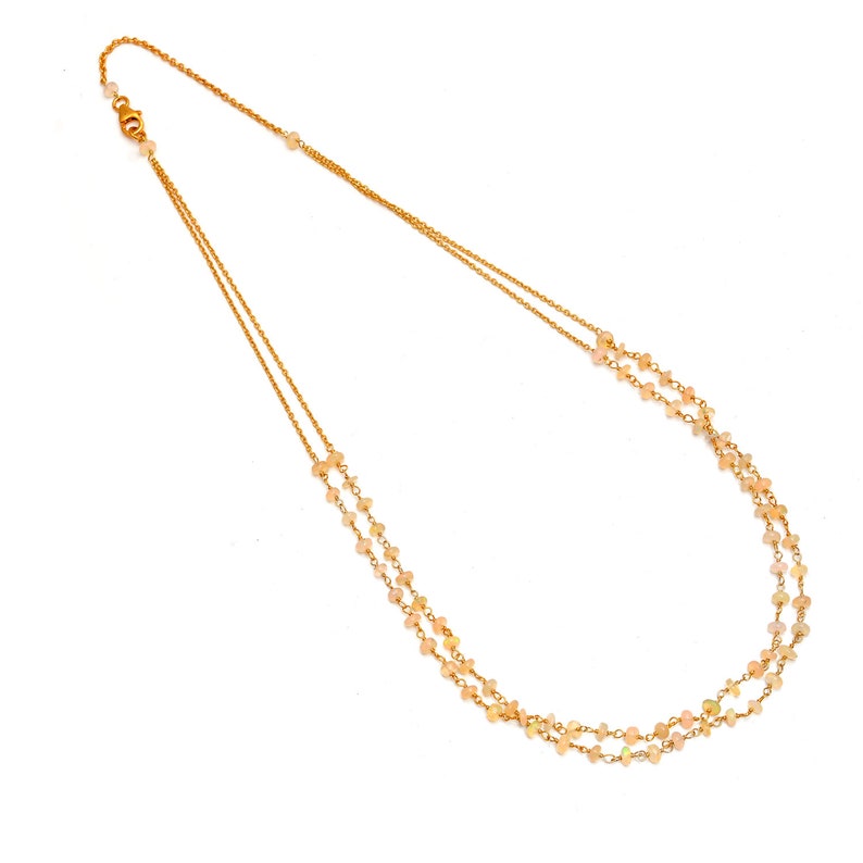 Natural Ethiopian Opal Wire Wrapped Beaded Chain,Opal Ethiopian opal Wire Wrapped rosary Chain,Ethiopian Opal Rosary Chain,Opal Chain