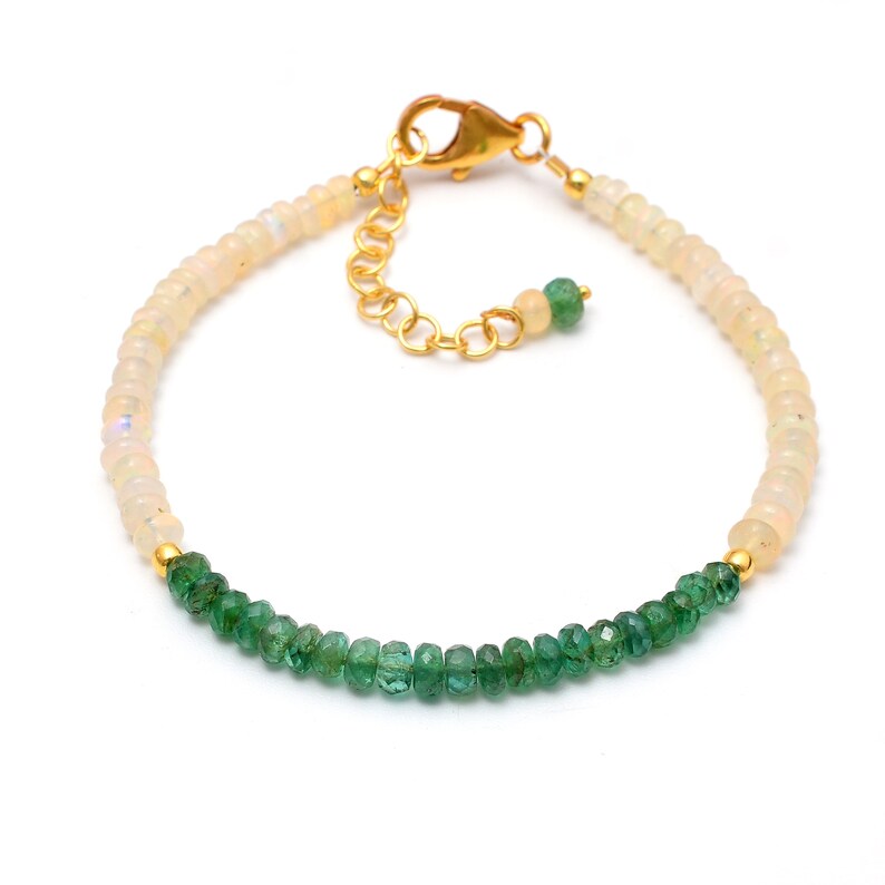 Emerald Beaded Bracelet,Emerald Beads Bracelet,Emerald Jewelry,Ethiopian Opal Beaded Bracelet,Opal Jewelry,Opal Beaded Bracelet,Opal Beads