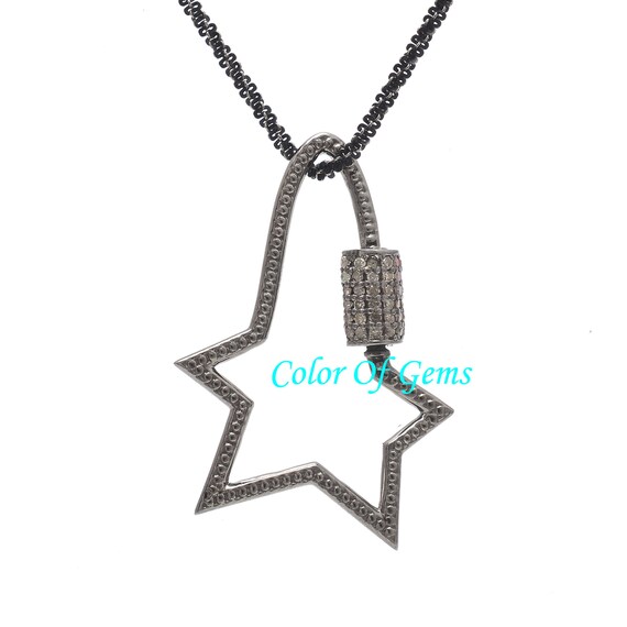 Pave Diamond Carabiner Star Lock screw Lock pave Diamond Lobster