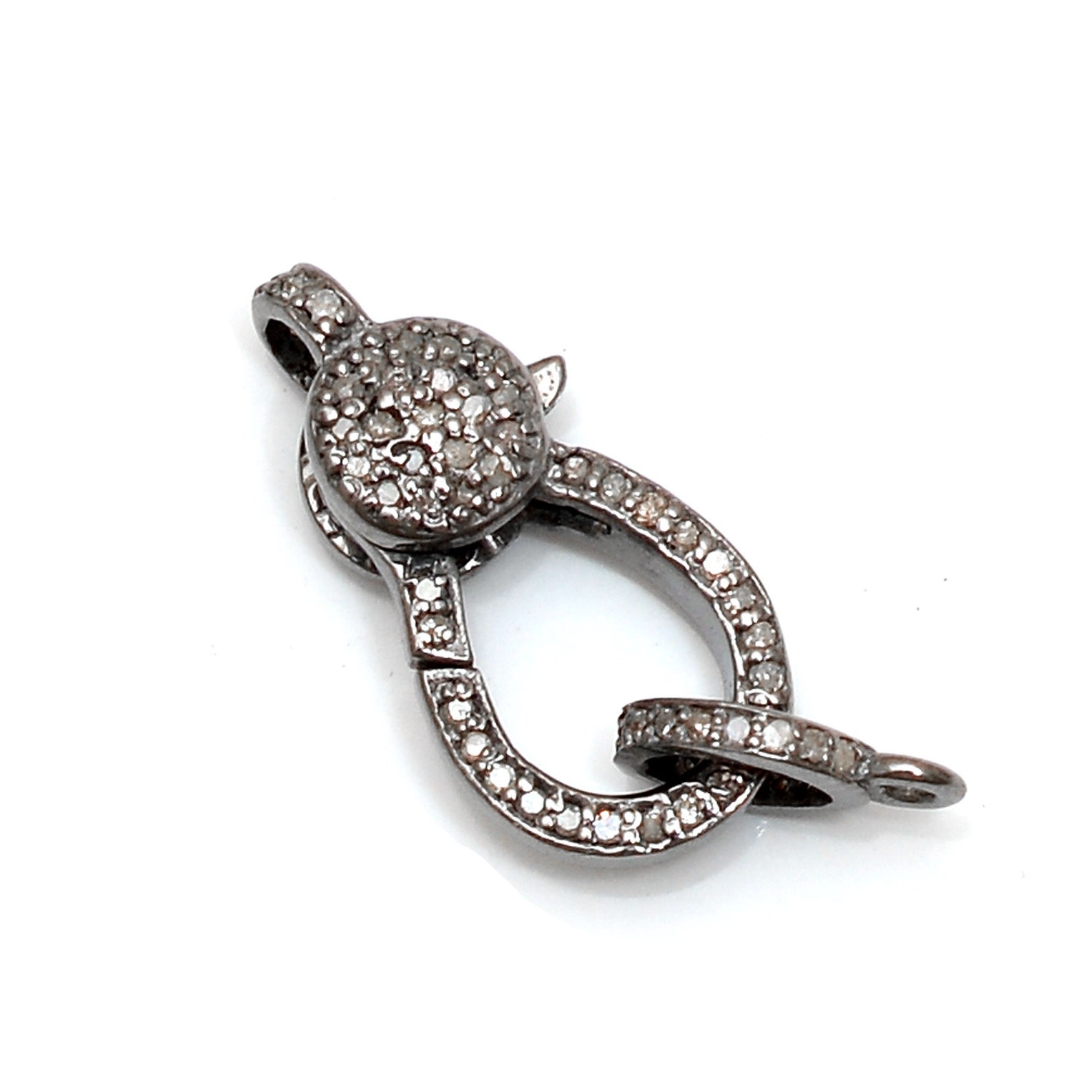 Fermoir Lobster En Argent 925 – Sertissage Pave Diamant – Findings Bijouterie – Neuf – Inde