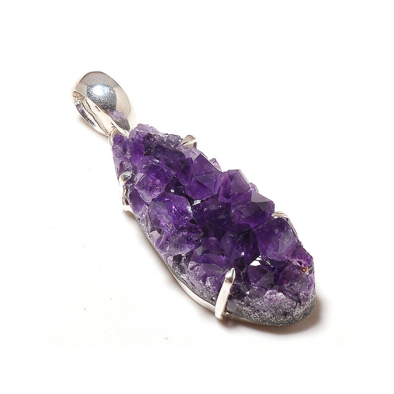 Amethyst Druzy Pendant,Amethyst Pendant,Amethyst Jewelry,Gemstone Healing Pendant,Hippy Pendant,Silver Pendant,Boho Pendant,Amethyst