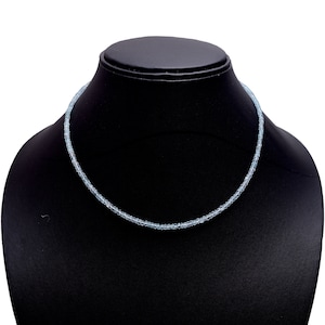Aquamarine Beaded Necklace,Aquamarine Silver Necklace,Aquamarine Necklace for Women, Aquamarine Jewelry,March Birthstone Necklace