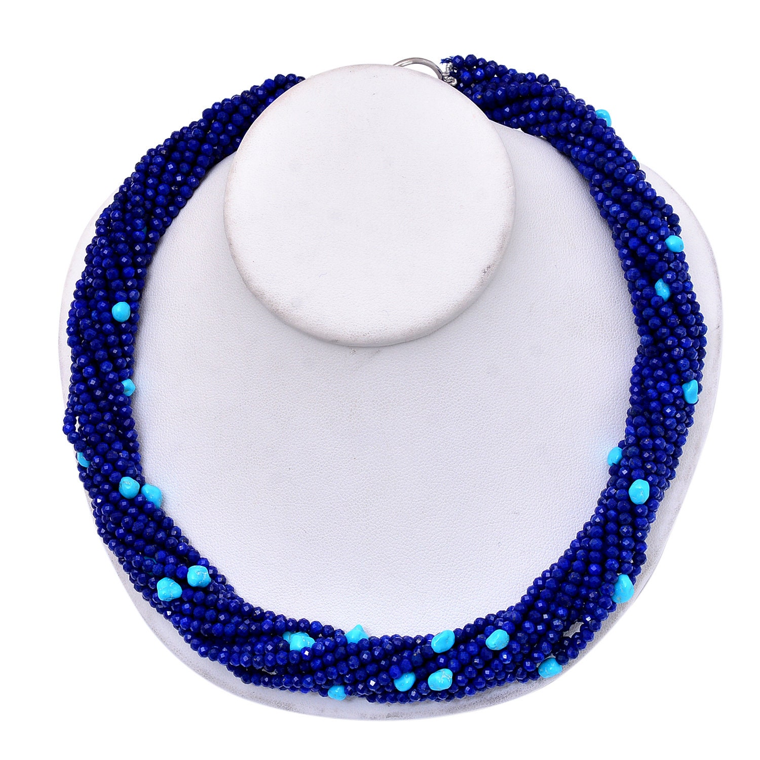 14 Strand Faceted Lapis Lazuli Turquoise Beaded Jewelry necklace,Lapis Lazuli Beads Necklace,Turquoise Beads Necklace,Lapis Lazuli Beads